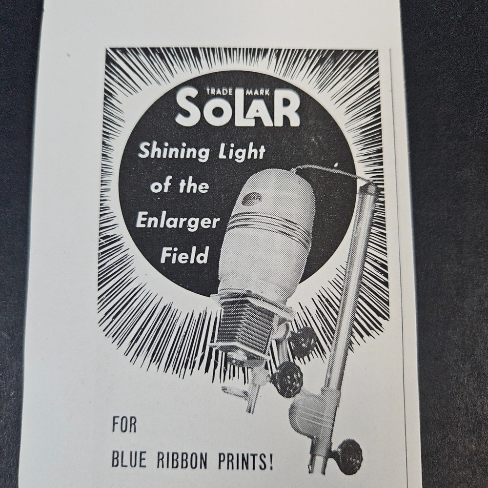 1951 Burke & James Inc Solar 120 Light For Enlarger/Camera Vintage Print Ad
